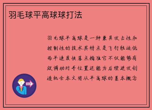 羽毛球平高球球打法